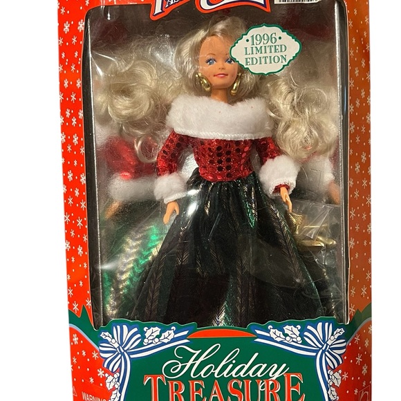 1996 Fashion Corner Holiday Treasure Doll Poseable Blonde in Holiday Gown - Picture 2 of 6